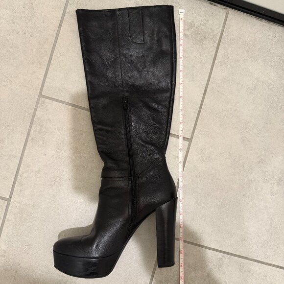 Aldo Black Knee High Leather Boots - Picture 8 of 11